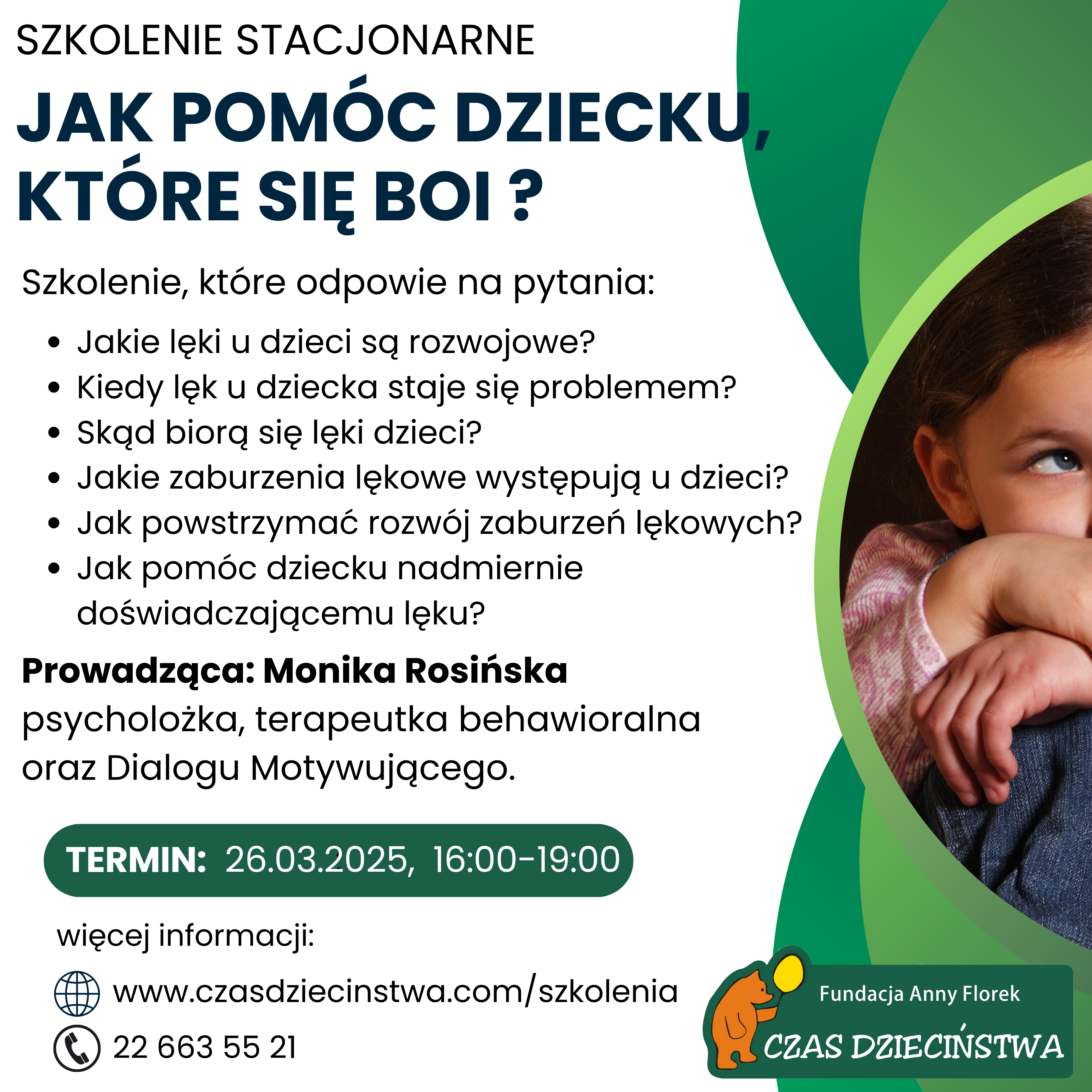 Szkolenie – Jak pomóc dziecku, które się boi?