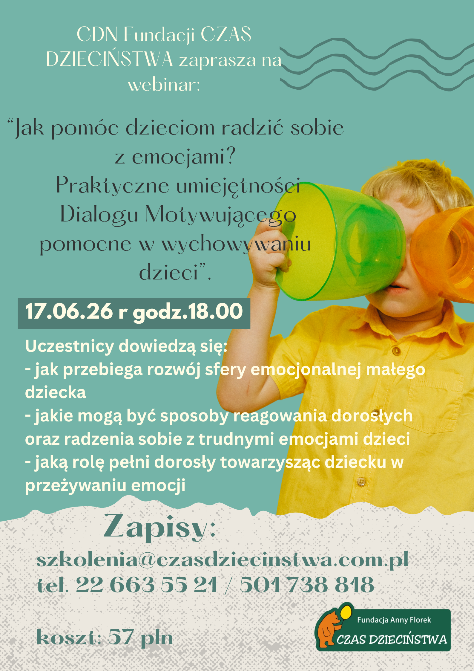 Webinar – „Jak pomóc dzieciom radzić sobie z emocjami? Praktyczne umiejętności Dialogu Motywującego pomocne w wychowaniu dzieci”