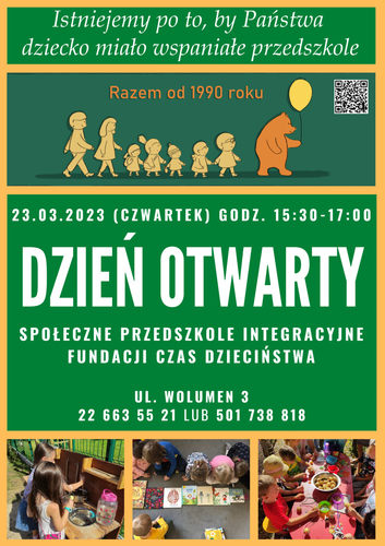 Ulotka na Dzień otwarty w przedszkolu