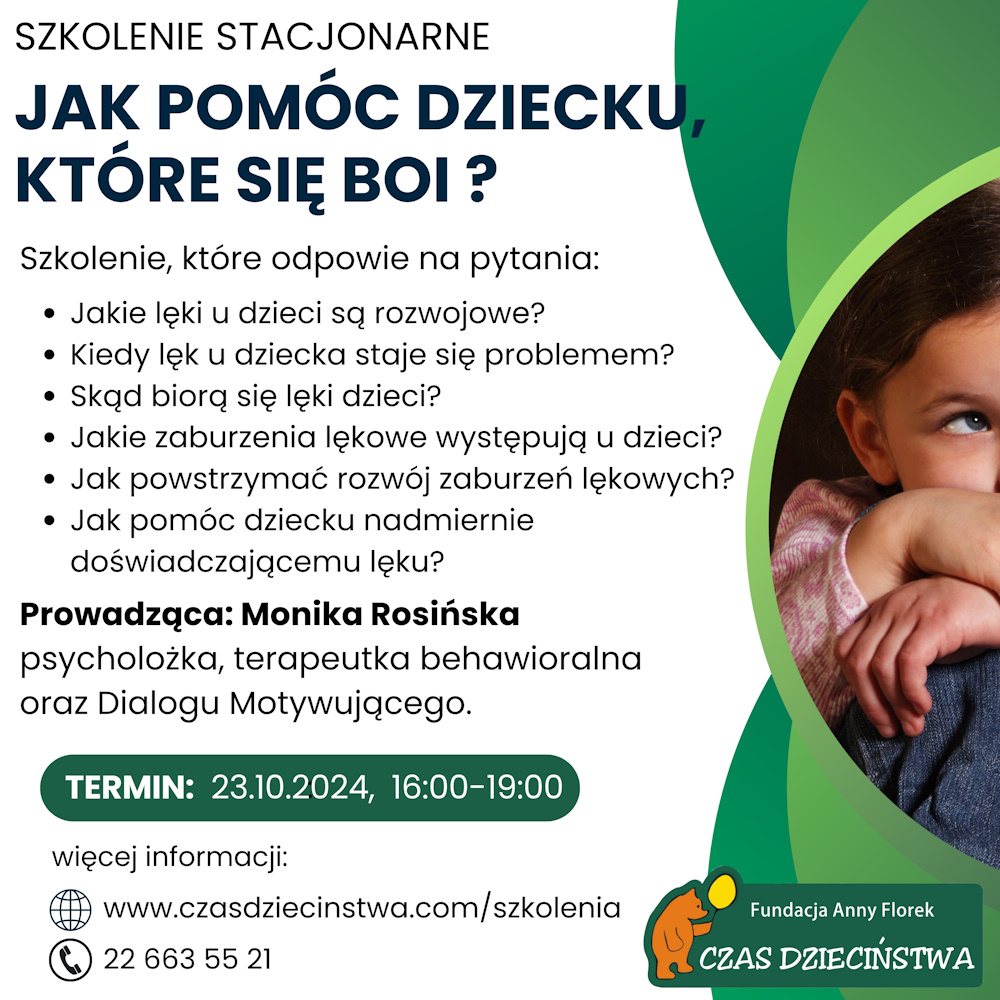 Szkolenie – Jak pomóc dziecku, które się boi?