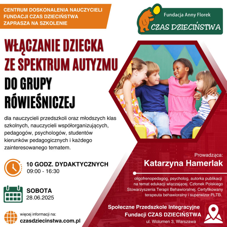 Szkolenie stacjonarne Włączanie dziecka ze spektrum autyzmu do grupy