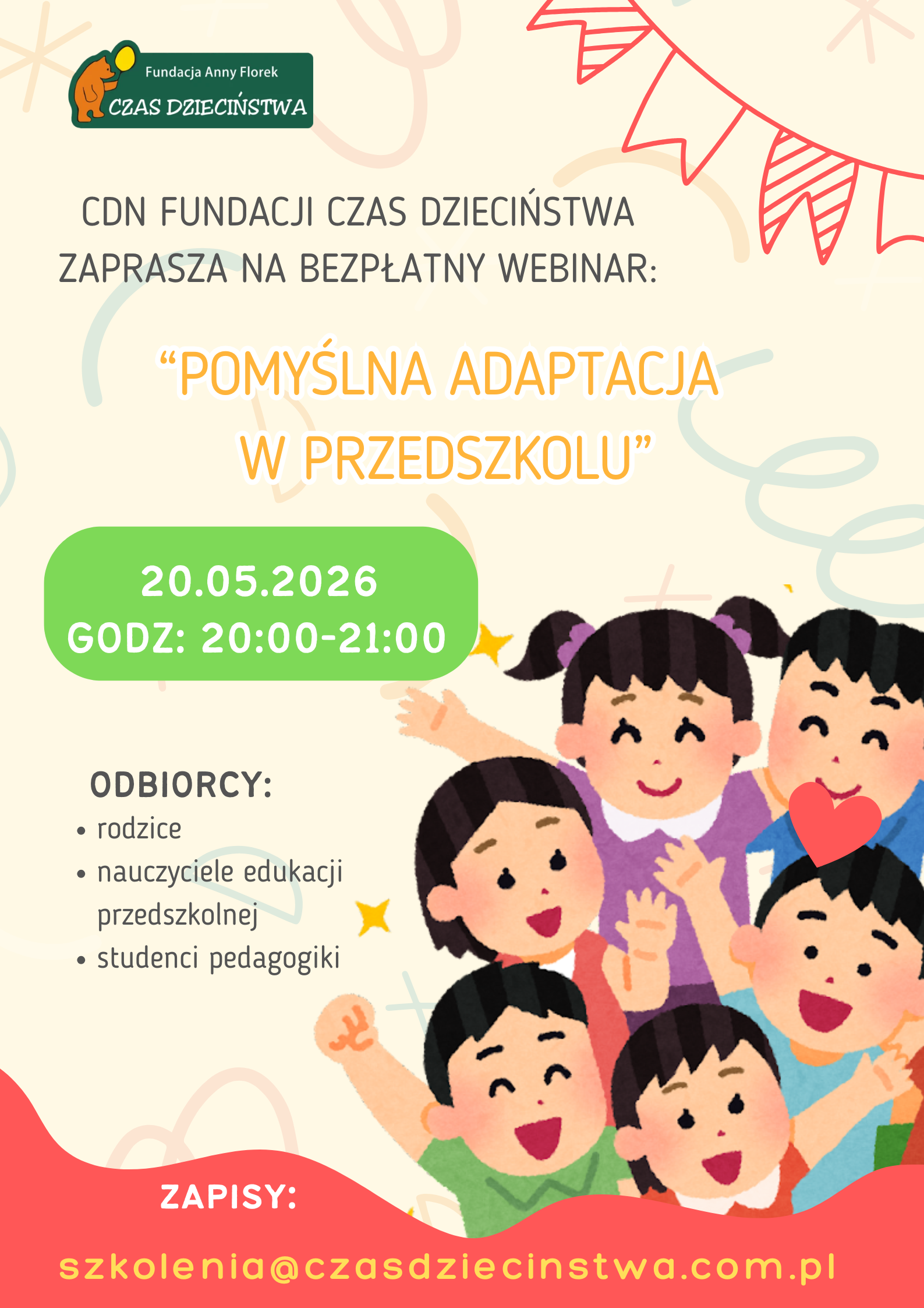 Webinar – „Pomyślna adaptacja dziecka w grupie przedszkolnej.”