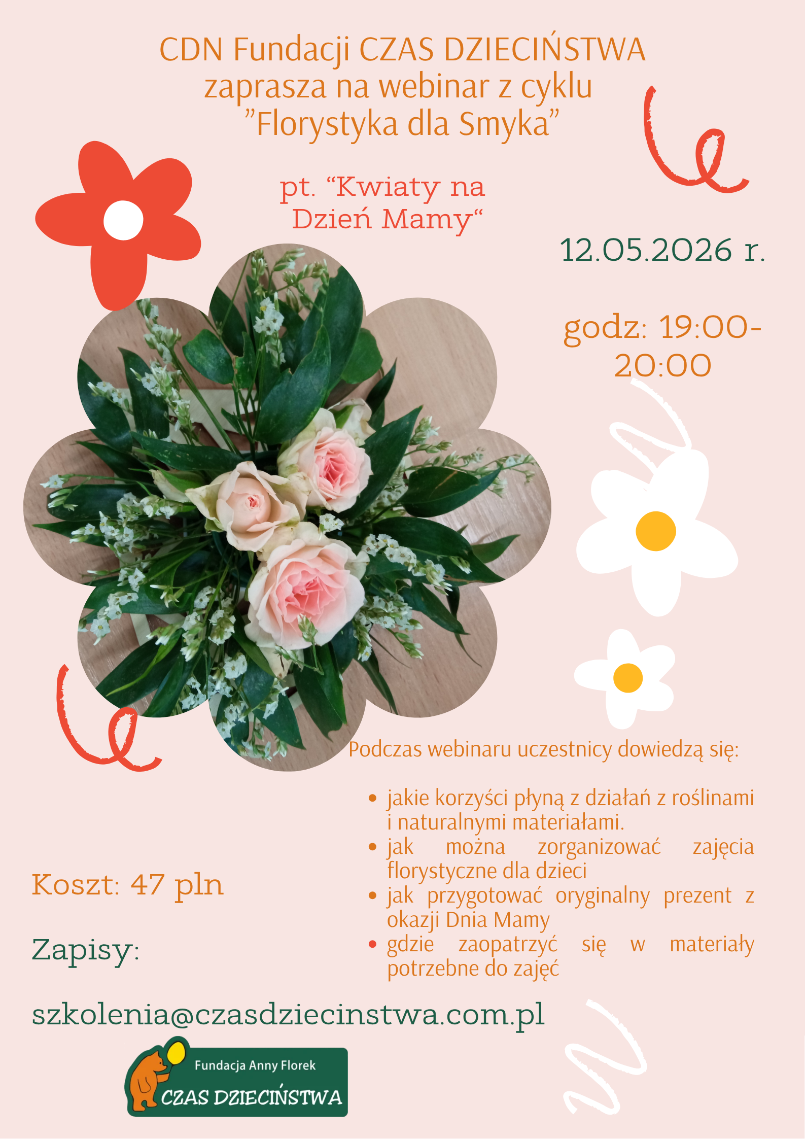 Webinar – „Kwiaty na Dzień Mamy” z cyklu „Florystyka dla smyka.”