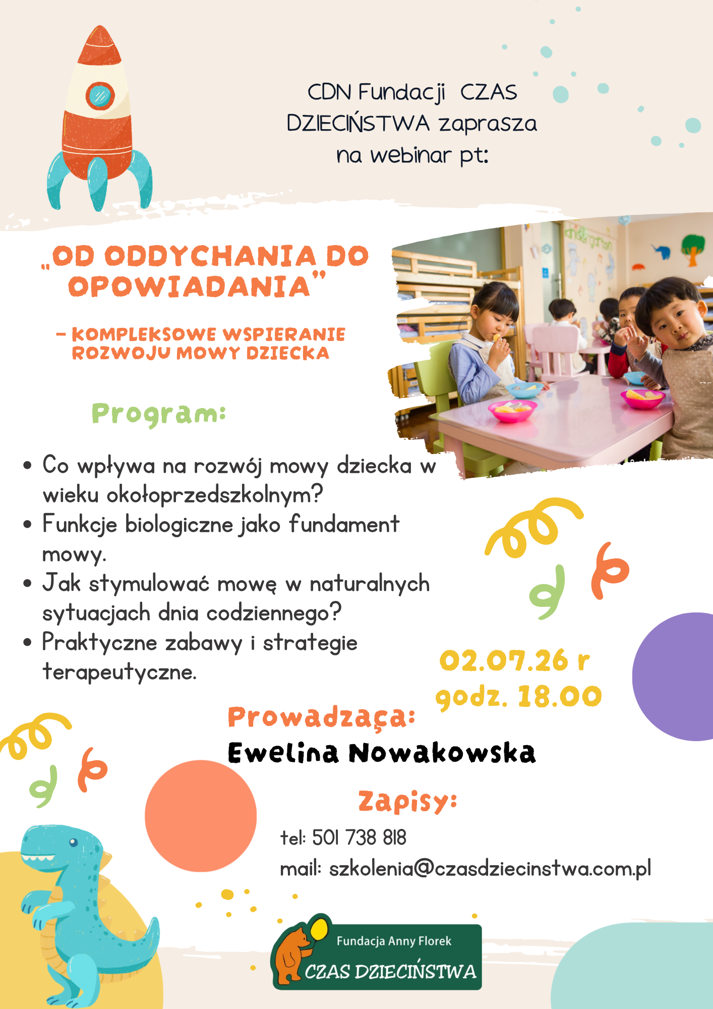 Webinar – „Od oddychania do opowiadania” – kompleksowe wspieranie rozwoju mowy dziecka.